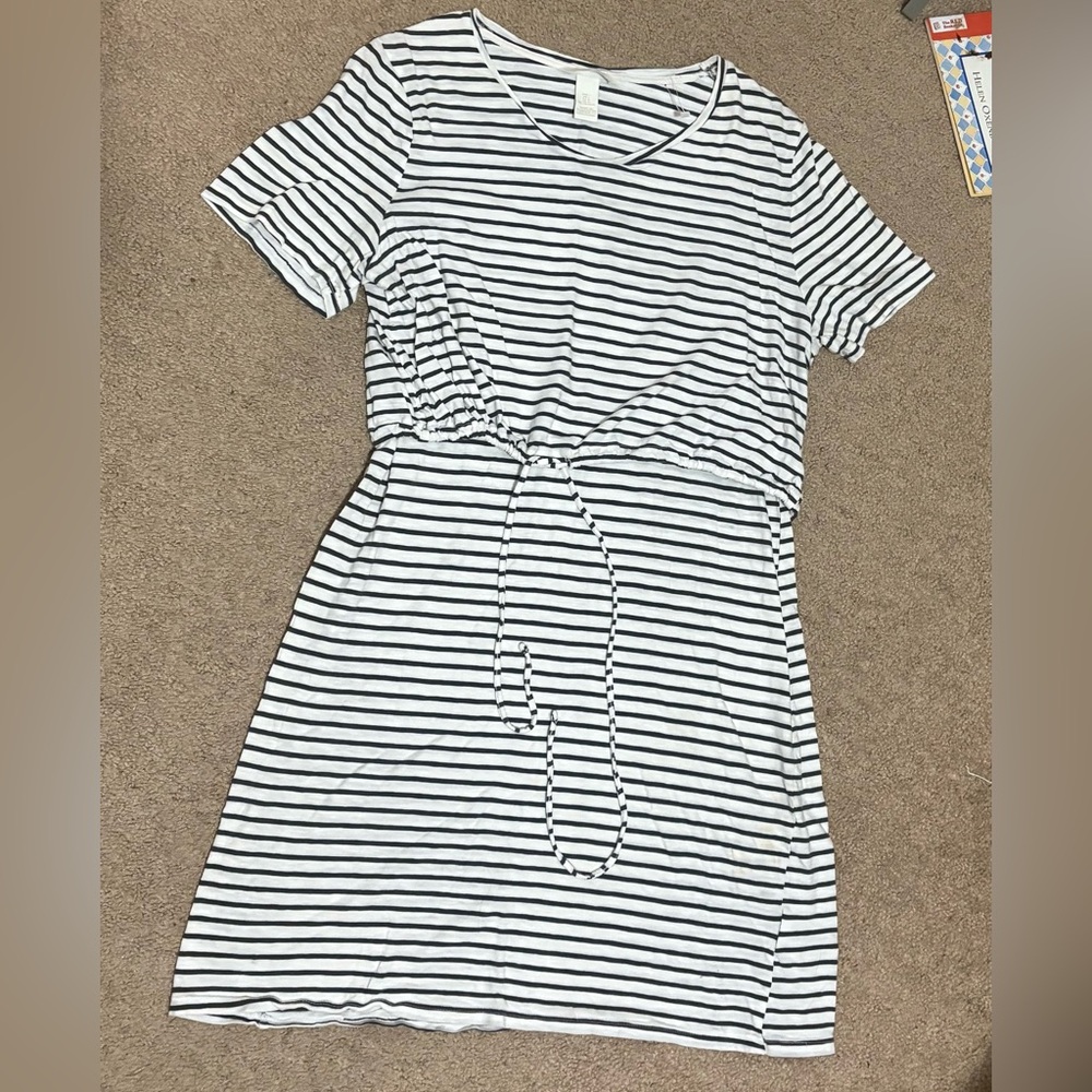 H&M Black and White Striped Mini Dress